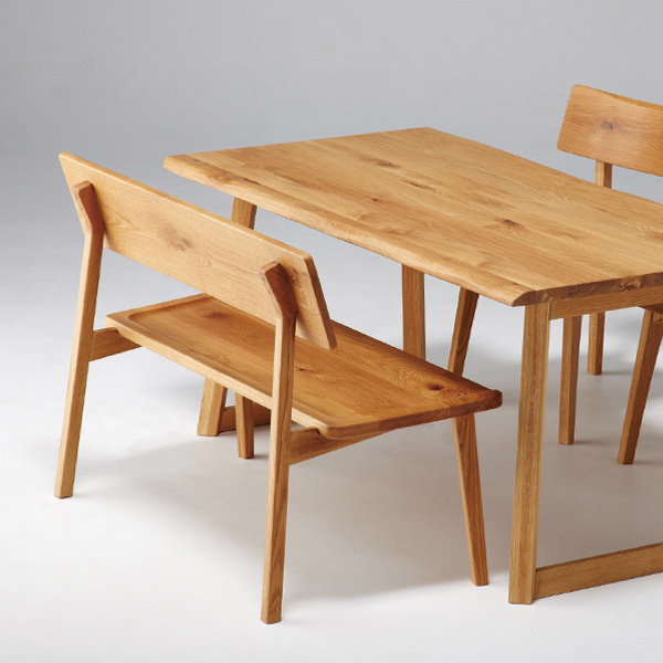 ダイニングベンチ 背付 幅110cm 天然木 オーク無垢材 （ 開梱設置