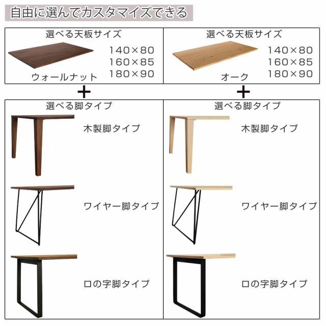 ダイニングテーブル 天板のみ 幅140cm 奥行80cm ウォールナット 木製 天然木 ダイニング テーブル （ 天板 長方形 ダイニングテーブル天