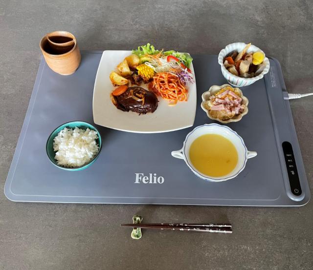 食卓用フードウォーマー 大判タイプ Felio （ フェリオ 保温プレート 料理 保温 シート 卓上 マット ランチョンマット 1面 電気 冷めない 温度調節 温度設定 シリコン タイマー 食卓 テーブル お皿 鍋 ）_2
