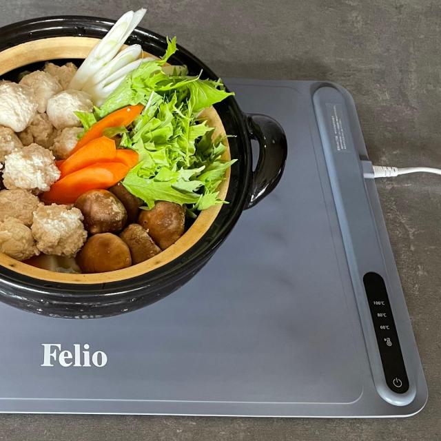 食卓用フードウォーマー 大判タイプ Felio （ フェリオ 保温プレート 料理 保温 シート 卓上 マット ランチョンマット 1面 電気 冷めない 温度調節 温度設定 シリコン タイマー 食卓 テーブル お皿 鍋 ）_7