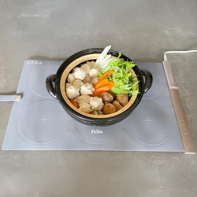 食卓用フードウォーマー セパレートタイプ Felio （ フェリオ 保温プレート 料理 保温 シート 卓上 マット ランチョンマット 3面 電気 冷めない 温度調節 温度設定 シリコン タイマー 食卓 テーブル お皿 鍋 ）