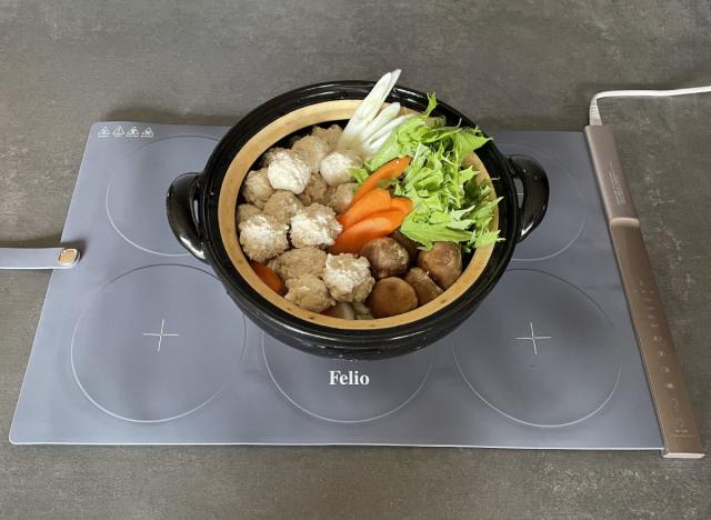 食卓用フードウォーマー セパレートタイプ Felio （ フェリオ 保温プレート 料理 保温 シート 卓上 マット ランチョンマット 3面 電気 冷めない 温度調節 温度設定 シリコン タイマー 食卓 テーブル お皿 鍋 ）_10
