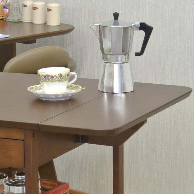 キッチンワゴン 木製 両バタ 引出し付 幅44〜80cm （ キッチン収納 収納 ラック 収納ラック キャスター付 折りたたみ キッチン バタフライ 収納ワゴン ブラウン 省スペース 引き出し ）_5