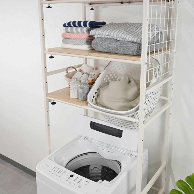 洗濯機ラック ランドリーラック 伸縮 Mone モネ アジャスター付【ホワイト】 洗濯機ラック ランドリーラック 伸縮 Mone モネ アジャスター付