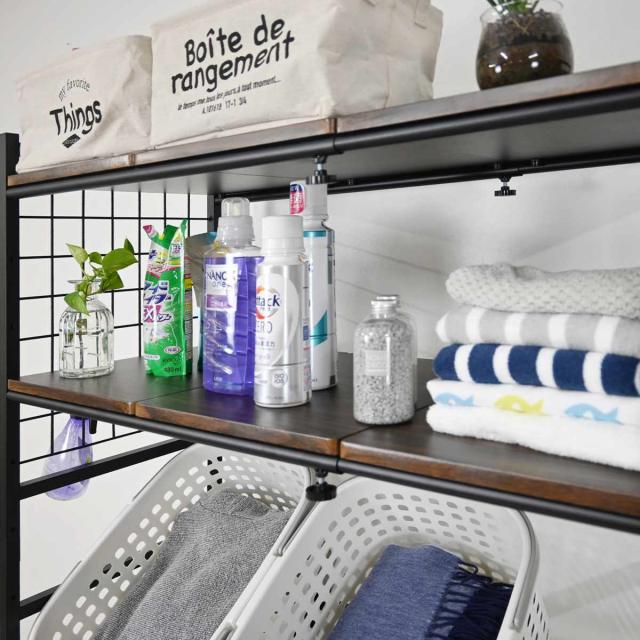 【洗濯機ラック】伸縮65～90cm　キッチンラック★棚板可動式　組立　ランドリー 楽天市場】ランドリーラック 幅65〜90cm 洗濯機ラック 3段 収納