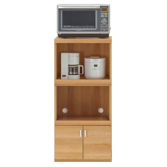 レンジ台 幅55cm ミドルタイプ 日本製 キッチン収納 北欧風 （ 収納 家具 ストッカー 引き出し 台所収納 キッチンラック 完成品 棚 家電収納 ナチュラルオーク ブラウン ホワイトウッド シンプル ）