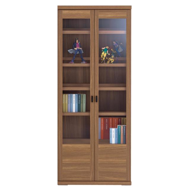 本棚 幅74.3cm 日本製 ガラス扉 前後2枚棚 A4対応 コミック収納 （ ラック 棚 シェルフ 収納 完成品 ディスプレイラック 飾り棚 家具 壁面収納 シンプル ）_13