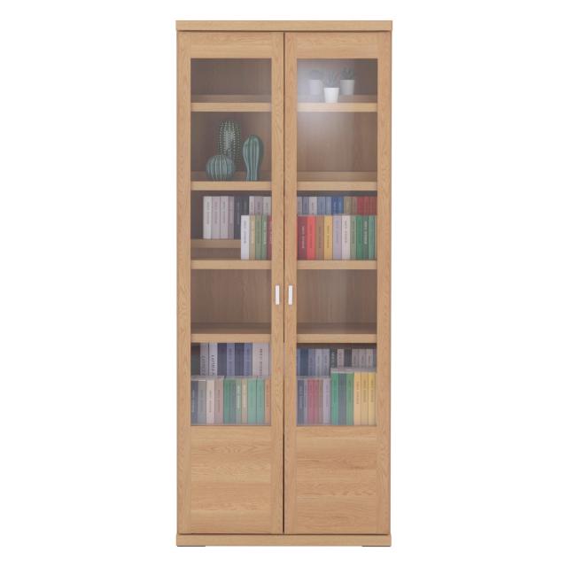 本棚 幅74.3cm 日本製 ガラス扉 前後2枚棚 A4対応 コミック収納 （ ラック 棚 シェルフ 収納 完成品 ディスプレイラック 飾り棚 家具 壁面収納 シンプル ）_16