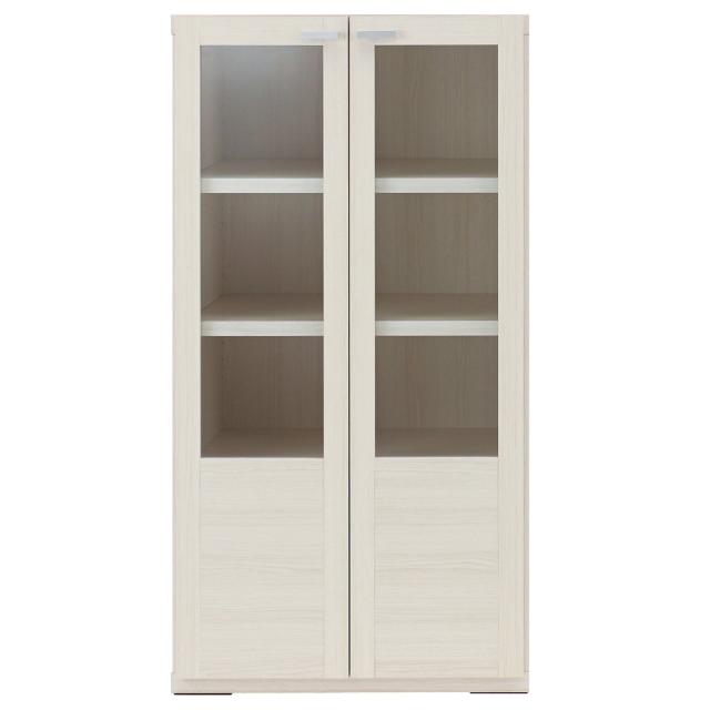 木製ラック ガラス戸 組合せ家具 リビングシェルフ 日本製 幅60cm