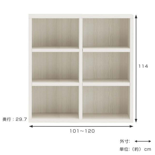 本棚 幅オーダー ブックシェルフ 3段2列 日本製 高さ114cm 幅101-120cm （ オーダー ラック サイズオーダー 棚 シェルフ 収納 完成品 オーダー家具 国内生産 リビング オープンラック 家具 可動棚 ）_2