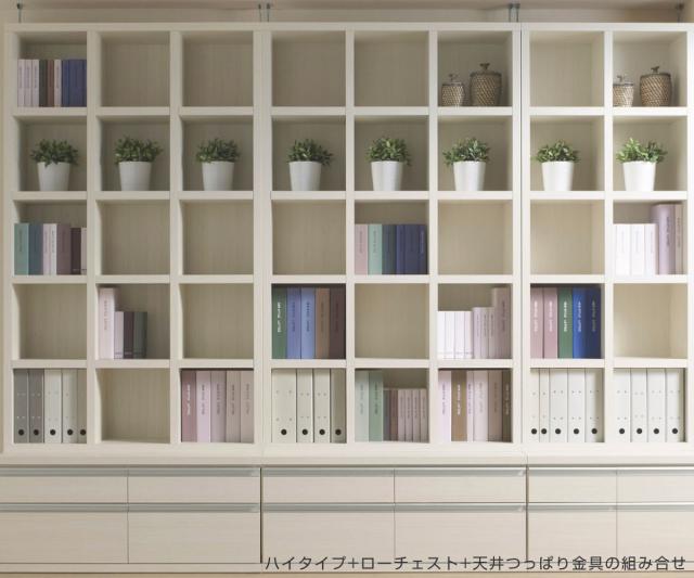本棚 幅109.6cm 日本製 完成品 木目調 ラチス ミドルタイプ 3列 （ 棚 ラック 壁面収納 組み合わせ 4段3列 A4対応 低ホルムアルデヒド 可動棚 ナチュラルオーク ブラウン グレージュ ダークブラウン ホワイトウッド ）_10