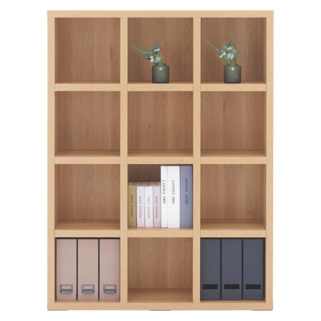 本棚 幅109.6cm 日本製 完成品 木目調 ラチス ミドルタイプ 3列 （ 棚 ラック 壁面収納 組み合わせ 4段3列 A4対応 低ホルムアルデヒド 可動棚 ナチュラルオーク ブラウン グレージュ ダークブラウン ホワイトウッド ）_14