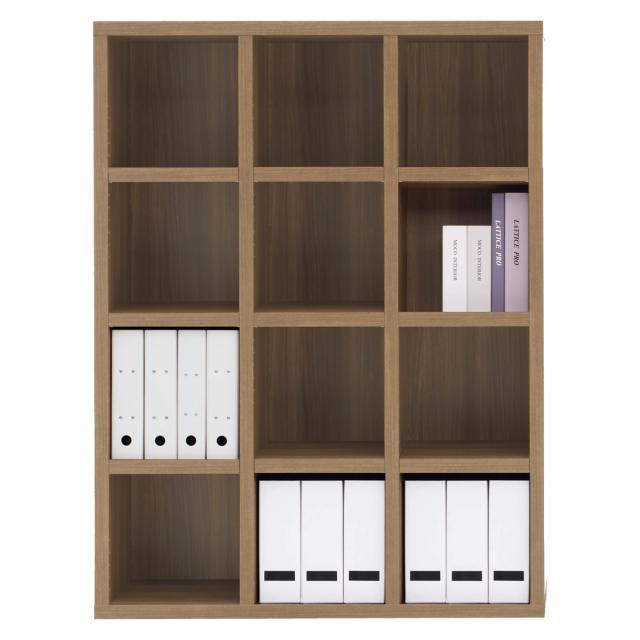 本棚 幅109.6cm 日本製 完成品 木目調 ラチス ミドルタイプ 3列 （ 棚 ラック 壁面収納 組み合わせ 4段3列 A4対応 低ホルムアルデヒド 可動棚 ナチュラルオーク ブラウン グレージュ ダークブラウン ホワイトウッド ）_15