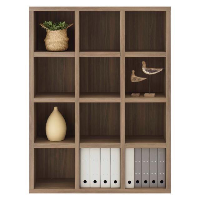 本棚 幅109.6cm 日本製 完成品 木目調 ラチス ミドルタイプ 3列 （ 棚 ラック 壁面収納 組み合わせ 4段3列 A4対応 低ホルムアルデヒド 可動棚 ナチュラルオーク ブラウン グレージュ ダークブラウン ホワイトウッド ）_16