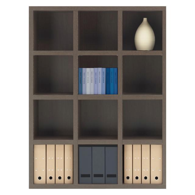 本棚 幅109.6cm 日本製 完成品 木目調 ラチス ミドルタイプ 3列 （ 棚 ラック 壁面収納 組み合わせ 4段3列 A4対応 低ホルムアルデヒド 可動棚 ナチュラルオーク ブラウン グレージュ ダークブラウン ホワイトウッド ）_17