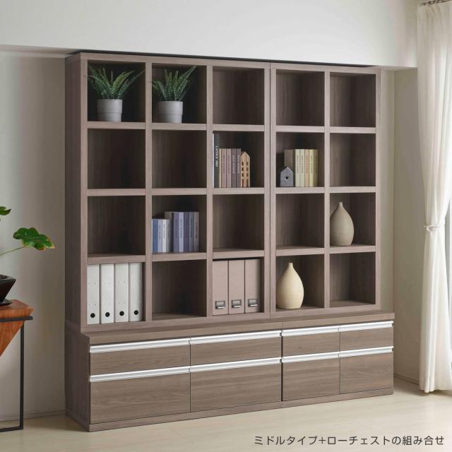 本棚 幅109.6cm 日本製 完成品 木目調 ラチス ミドルタイプ 3列 （ 棚 ラック 壁面収納 組み合わせ 4段3列 A4対応 低ホルムアルデヒド 可動棚 ナチュラルオーク ブラウン グレージュ ダークブラウン ホワイトウッド ）_7