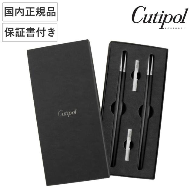 Cutipol クチポール KUBE 箸＋箸置き 箱付ペアセット ブラック×ブラック シルバー （ 箸 お箸 箸置き 箸おき カトラリーレスト ステンレス カトラリー 正規品 国内正規品 保証書付き おしゃれ かわいい ）