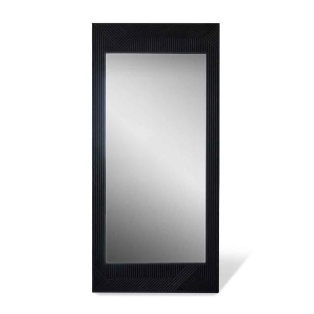 立て掛けミラー 大型 溝彫りデザイン HAS 幅85cm （ 開梱設置 ハス ミラー 鏡 かがみ 大きめ 大きい 立てかけ 立掛け 全身 姿見 玄関 リビング クローゼット ブラック 黒 ）