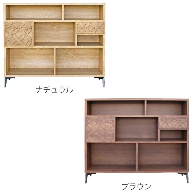 シェルフ 3段 アンティーク調 RACT 日本製 幅120cm （ ラクト 棚 ラック 飾り棚七宝柄 完成品 オープンシェルフ 収納 家具 リビング 引き出し ナチュラル ブラウン ）_3