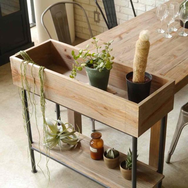 シェルフ パイン材 北欧 木製 屋内用 幅90cm （ プランターラック