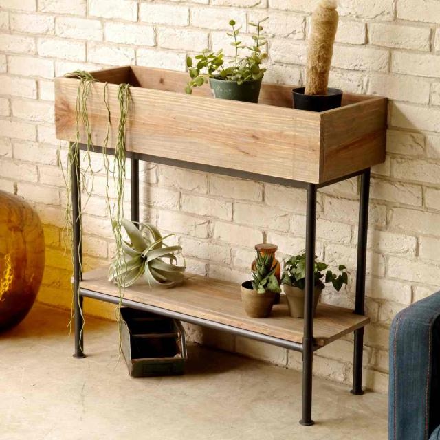 シェルフ パイン材 北欧 木製 屋内用 幅90cm （ プランターラック