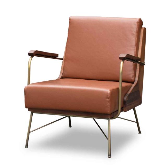 北欧レトロ 東谷 一人掛けソファー アームチェア ブラウンページュ