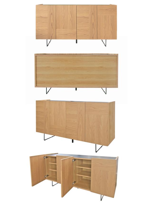 サイドーボード ヴィンテージ調 突板仕上げ 日本製 幅150cm （ 開梱設置 リビングボード 棚 ラック収納 家具 完成品 食器棚 飾り棚 ディスプレイ リビング 可動棚 ナチュラル ブラウン お掃除ロボット対応 ）_1