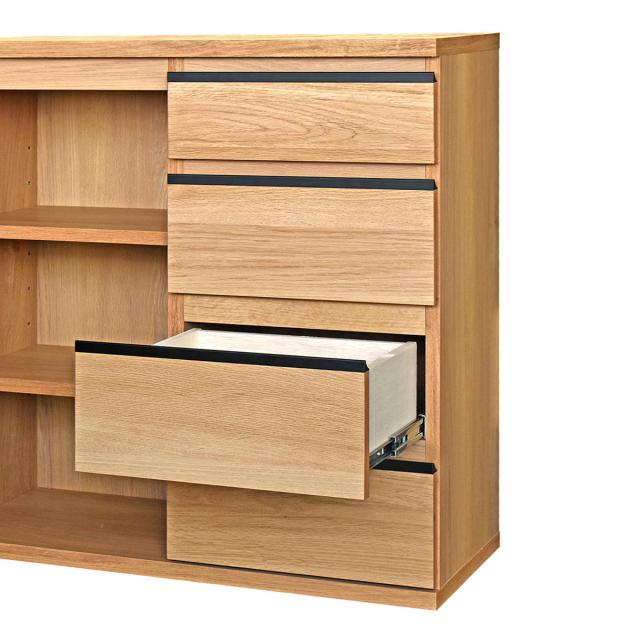 スリムキャビネット 幅80cm 引出し4段 ムルート 日本製 完成品 （ キャビネット スリム 大容量 棚 ラック 収納 奥行スリム 食器棚 引き出し 可動棚 リビング ナチュラル シンプル ）_5