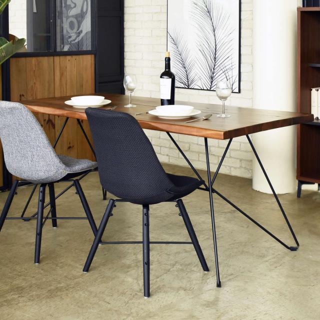 天然木風 × ブラックスチール脚 ダイニングテーブル ヴィンテージ 160cm