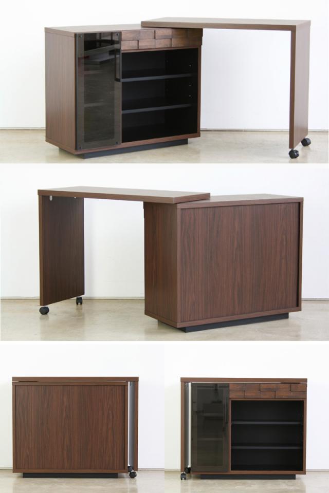 パソコンデスク 伸縮 木製 コルク 完成品 日本製 キッチンワゴン （ デスク 机 回転デスク キャスター付き 収納ラック ラック 収納 作業台 キャビネット ワークデスク 学習机 勉強机 棚 キッチンラック キッチン収納 ）_1