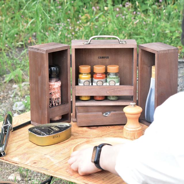 スパイスボックス CAMPER スパイスキャビネット （ 木製 調味料ラック