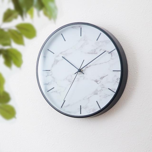 大理石調 壁掛け時計 ざらつき 壁飾り おしゃれ時計 ガラス掛け時計 