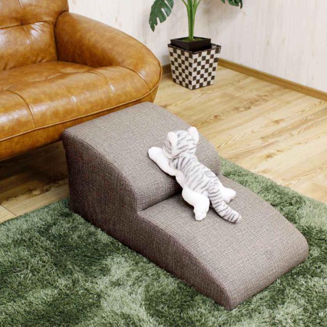 ドッグステップ 高さ35cm 2段 傷に強い （ 幅40cm 犬用 ペット 階段 ソファ用 ステップ ファブリック レザー調 ペットステップ 小型犬 段差 犬 ペット用 犬の階段 わんちゃん 小型 中型 高齢犬 シニア犬 室内犬 踏み台 ）_5