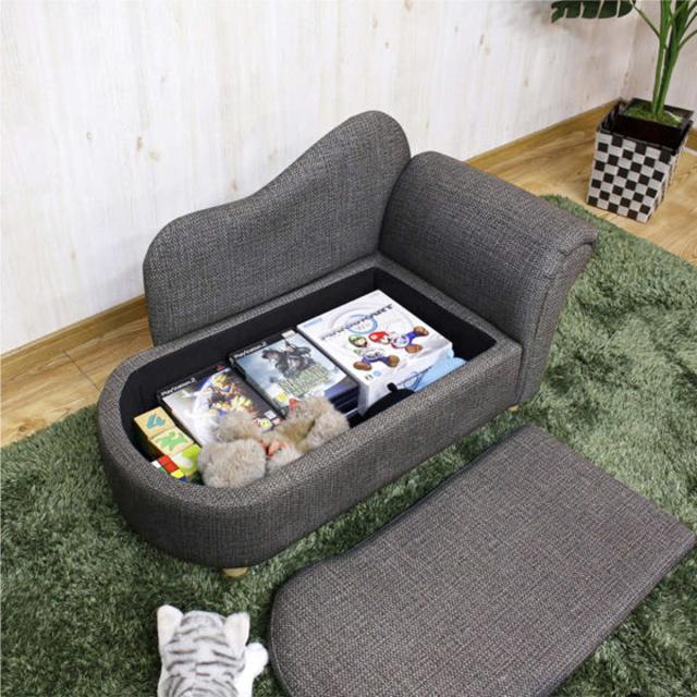 ペットソファ 幅80cm 収納付き ファブリック （ ソファ ソファー ペット 傷に強い ペット用 幅 80 収納 猫 犬 イヌ ネコ ペットソファー ミニソファ 片肘 脚付き 布張り ペット用品 ペット用ベッド 犬用 猫用 小型 中型 ）_16