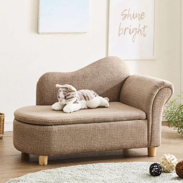 ペットソファ 幅80cm 収納付き ファブリック （ ソファ ソファー ペット 傷に強い ペット用 幅 80 収納 猫 犬 イヌ ネコ ペットソファー ミニソファ 片肘 脚付き 布張り ペット用品 ペット用ベッド 犬用 猫用 小型 中型 ）_5