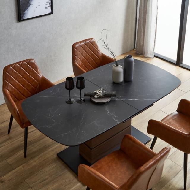 ダイニングテーブル 伸張式 幅160〜200cm カストル （ ワンタッチ式 セラミック天板 4人掛け 6人掛け 熱 キズ 汚れに強い スタイリッシュ モダン おしゃれ ）