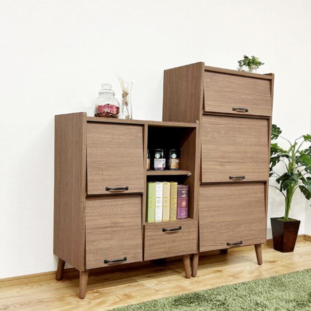 おしゃれ！』収納 キャビネット 木製 棚 3段 引き出し 脚付き ブラウン
