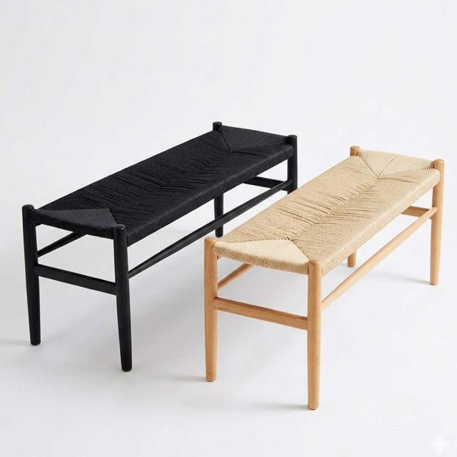 ダイニングベンチ 高さ44cm ペーパーコード 北欧風 ノルディック （ チェアー 長椅子 幅100cm 椅子 ダイニング ベンチ イス 食卓椅子 木製 天然木 ビーチ ベンチチェア チェア 長いす リビング 2人用 食卓ベンチ いす 食卓 ）