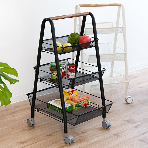 ワイヤー バスケット Aライン ラック 3段 キャリーバスケット