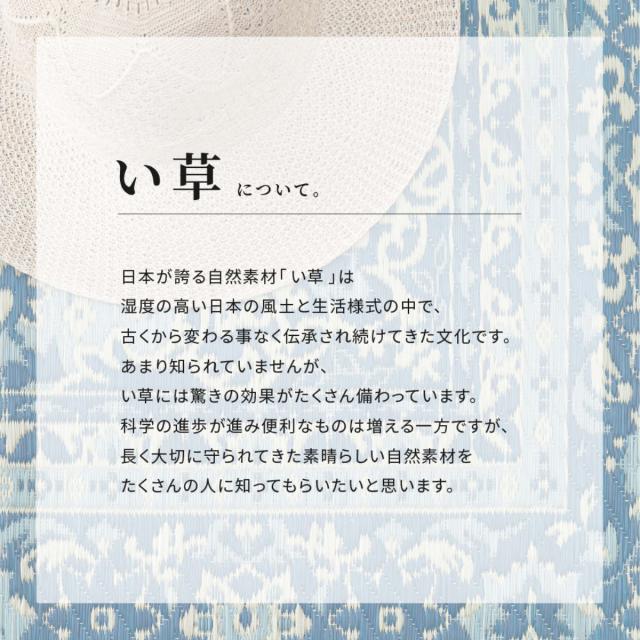 ラグ い草ラグ 191×250cm 約3畳 薄手 ござ 裏貼り コンチェルト ブルー （ い草マット マット ラグマット い草 カーペット じゅうたん センターラグ ゴザ 畳マット いぐさ 軽量 夏用 おしゃれ ペルシャ風 ）_5