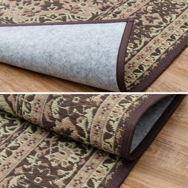 ラグ い草ラグ 191×250cm 約3畳 薄手 ござ 裏貼り コンチェルト ブルー （ い草マット マット ラグマット い草 カーペット じゅうたん センターラグ ゴザ 畳マット いぐさ 軽量 夏用 おしゃれ ペルシャ風 ）_6