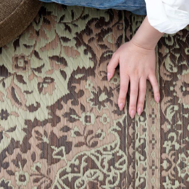 ラグ い草ラグ 191×250cm 約3畳 薄手 ござ 裏貼り コンチェルト ブルー （ い草マット マット ラグマット い草 カーペット じゅうたん センターラグ ゴザ 畳マット いぐさ 軽量 夏用 おしゃれ ペルシャ風 ）_7