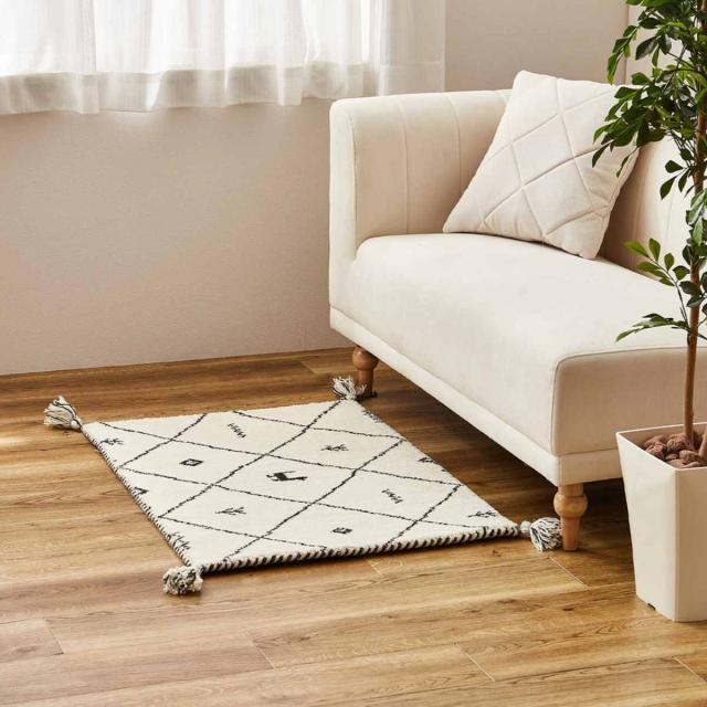 玄関マット 70×120 GABBEH 室内 （ マット ラグ 敷物 インテリア おしゃれ ウール100％ 幅120cm ギャベ ギャッベ ハンドメイド オールシーズン フリンジ付き リビング ソファ横 ベッドサイド ラグマット 玄関用 エントランス ）_10