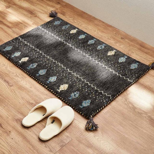 玄関マット 70×120 GABBEH 室内 （ マット ラグ 敷物 インテリア おしゃれ ウール100％ 幅120cm ギャベ ギャッベ ハンドメイド オールシーズン フリンジ付き リビング ソファ横 ベッドサイド ラグマット 玄関用 エントランス ）_14