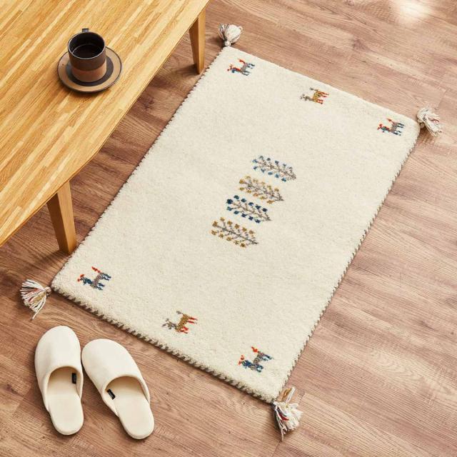 玄関マット 70×120 GABBEH 室内 （ マット ラグ 敷物 インテリア おしゃれ ウール100％ 幅120cm ギャベ ギャッベ ハンドメイド オールシーズン フリンジ付き リビング ソファ横 ベッドサイド ラグマット 玄関用 エントランス ）_8