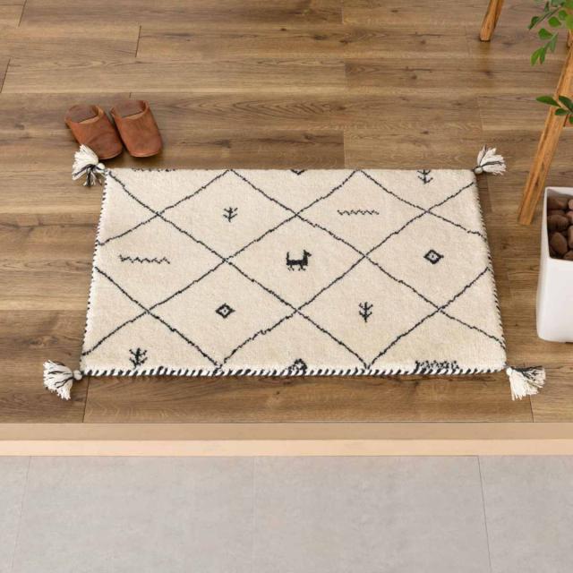 玄関マット 70×120 GABBEH 室内 （ マット ラグ 敷物 インテリア おしゃれ ウール100％ 幅120cm ギャベ ギャッベ ハンドメイド オールシーズン フリンジ付き リビング ソファ横 ベッドサイド ラグマット 玄関用 エントランス ）_9