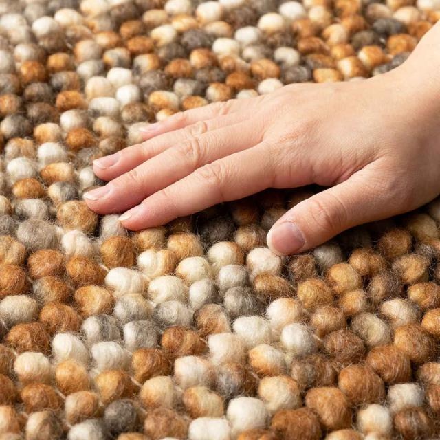 フロアマット 直径120cm ポコポコ マルチカラーの手織りマット形 ウール100％ （ ラグ マット カーペット ふかふか グラデーション 玄関マット 室内 ホットカーペット対応 床暖対応 ハンドメイド 羊毛 敷き物 インテリア ）_7