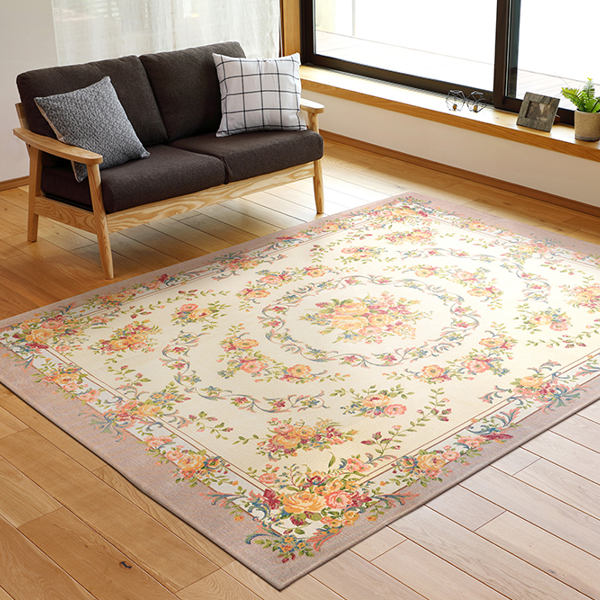 ラグ 230×230cm ラグマット ブーケ 撥水ゴブランシェニール （ カーペット 絨毯 マット 撥水加工 裏面不織布貼り ウレタン 滑り止め 洗える 床暖 ホットカーペット 対応 高級感 リビング ダイニング ）_9