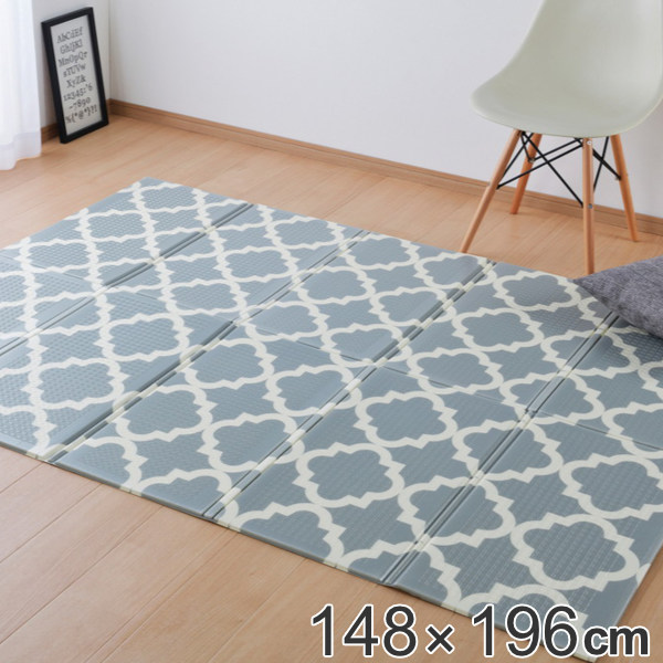 クッションプレイマット エクスモロッコ CT折 148×196cm （ プレイマット 折りたたみ ベビーマット キッズマット 撥水 リバーシブル 両面 クッション性 おむつ替え 木目調 モロッコ柄 子ども部屋 アウトドア 北欧 ）の通販は