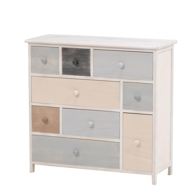 チェスト 4段 シャビーウッド 幅73cm アースカラー （ 書類ケース 木製 引き出し 整理タンス レターケース キャビネット 収納 天然木製 FAX台 ）の通販は 19,990円